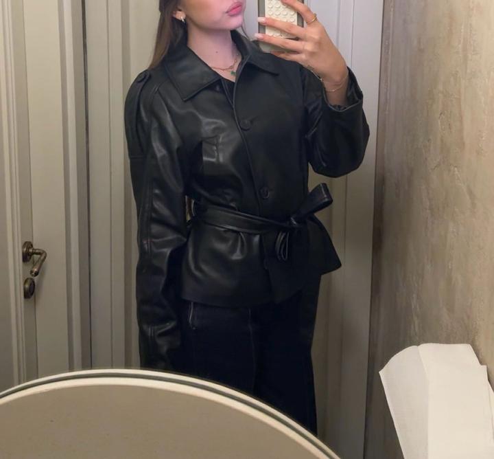 Zara Куртка из экокожи с поясом