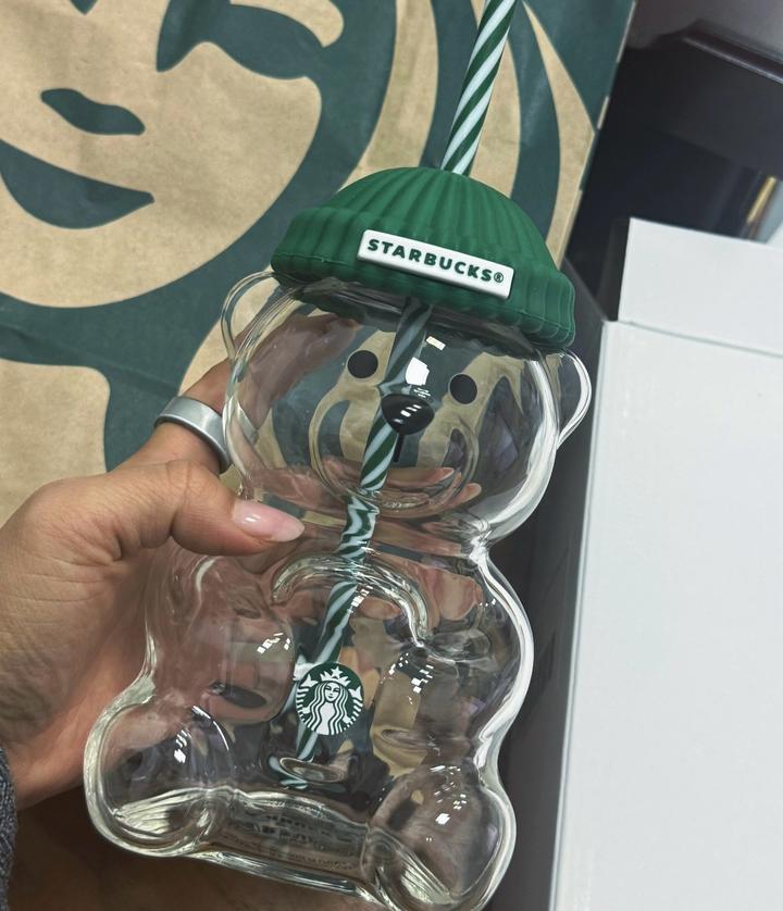 Бутылочка с трубочкой Starbucks мишка