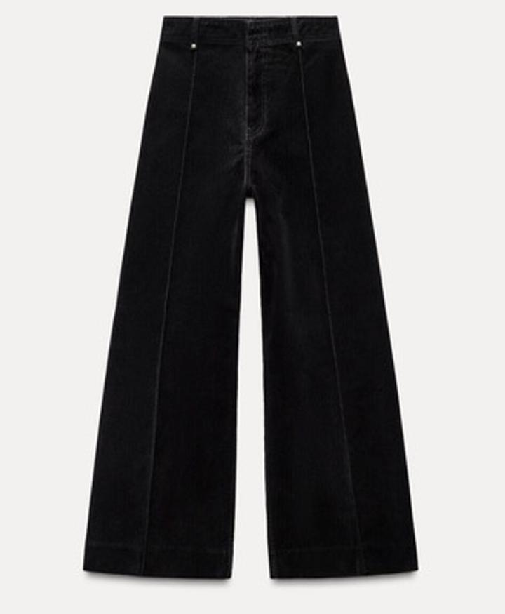 Zara Черные бархатныеджинсы с высокой талией