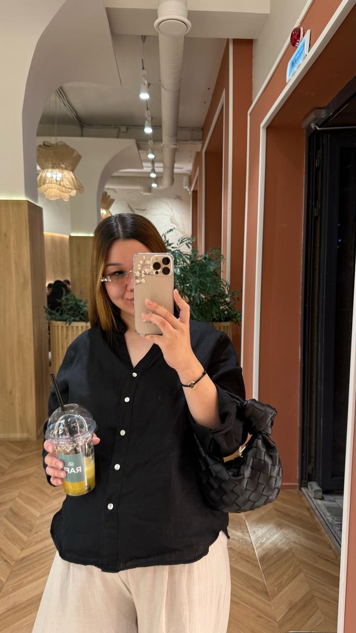 Massimo Dutti Черная льняная рубашка