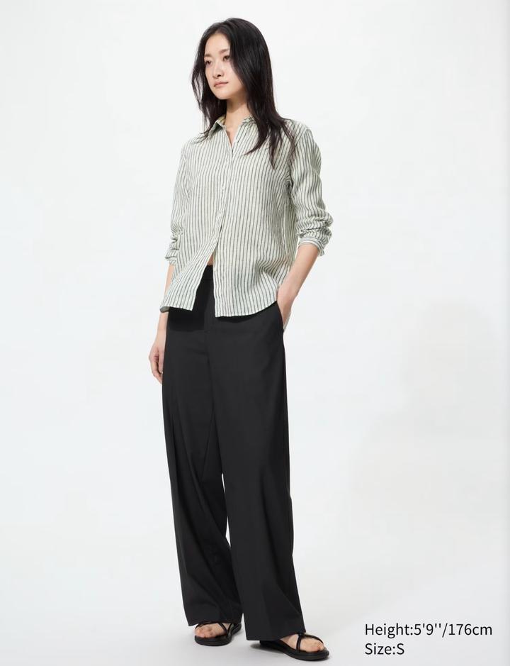 UNIQLO брюки широкие(Smart Wide Pants) черного цвета