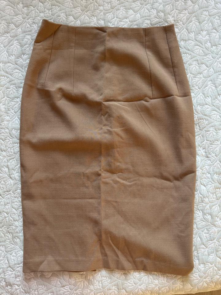 Юбка-карандаш Mango Suit, бежевая (кэмел), высокая посадка, EUR 36 (S)