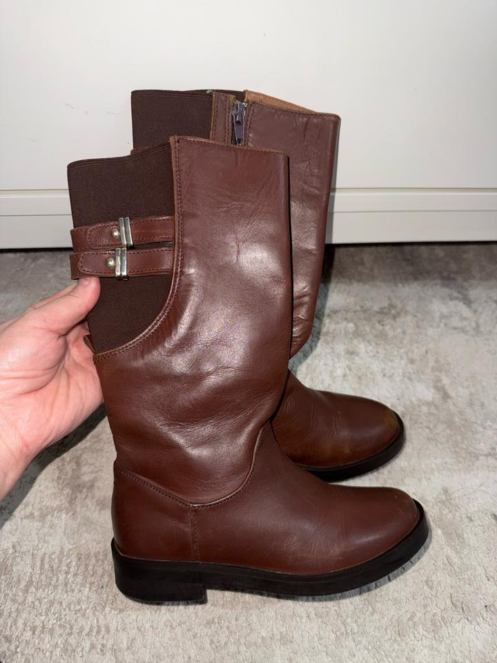 Zara Сапоги детские высокие коричневые