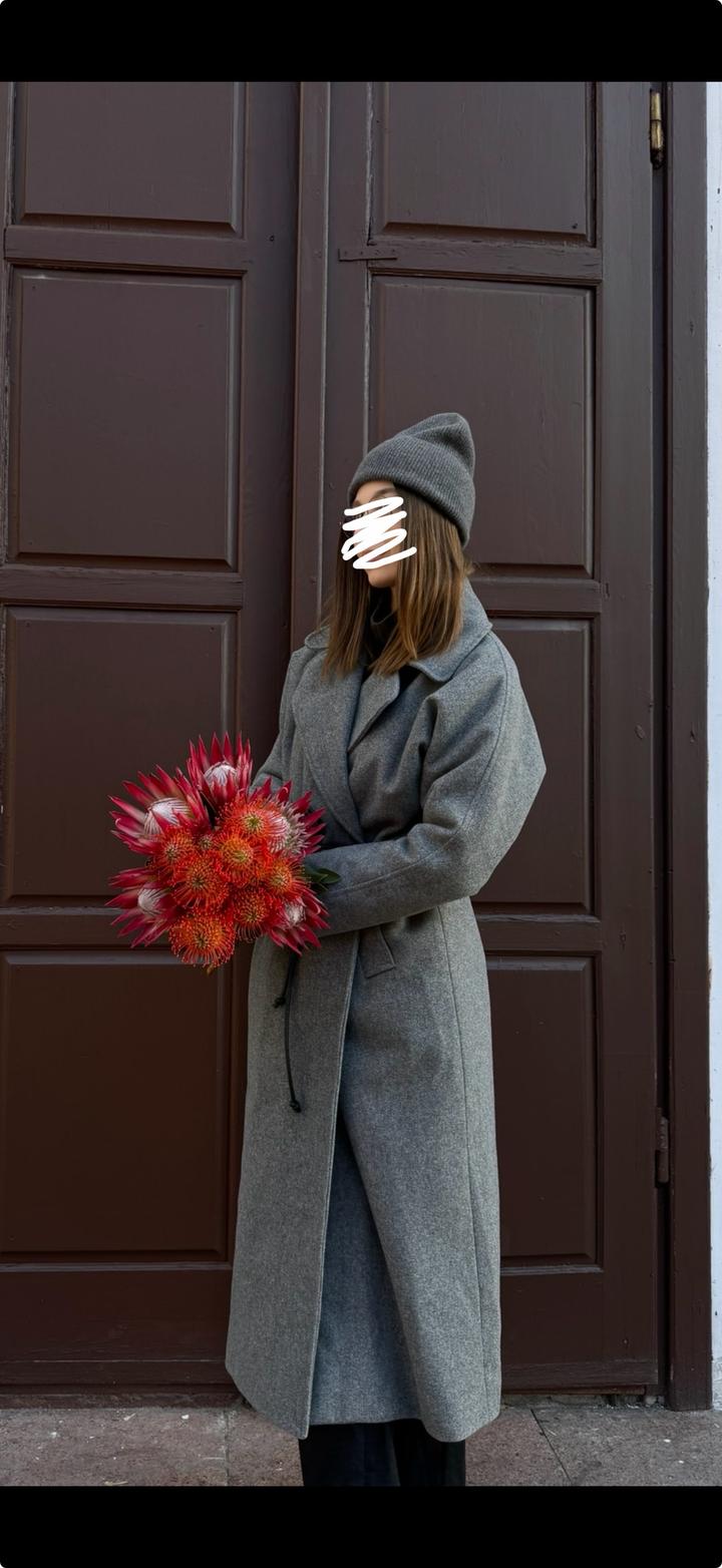 Не помню Серое пальто oversize утепленное с подкладом