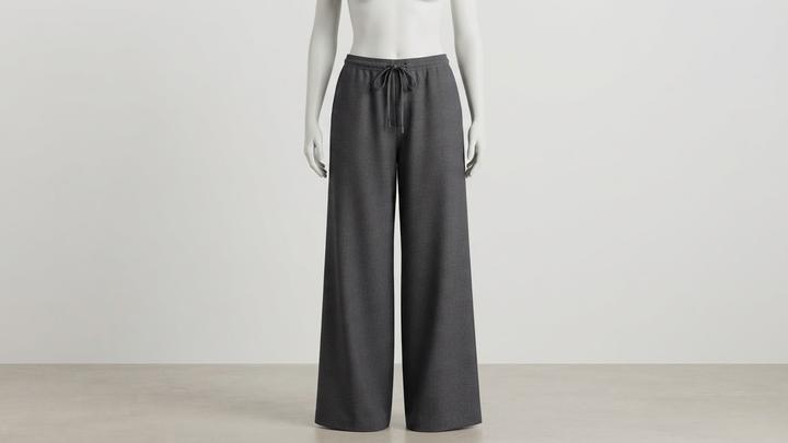 Серые широкие брюки палаццо на кулиске Massimo Dutti