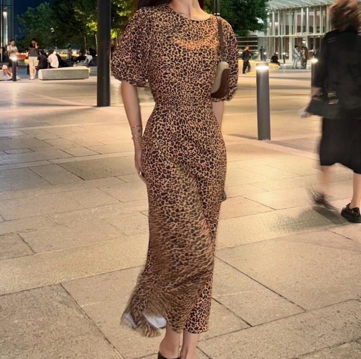 Zara Платье миди леопардовое