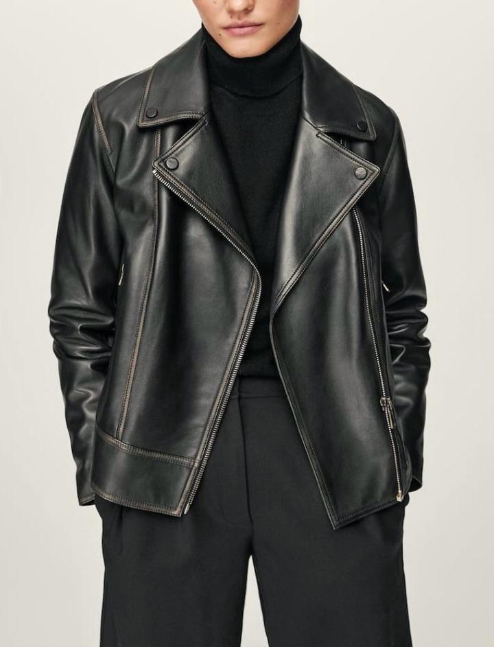 Кожаная куртка косуха Massimo Dutti