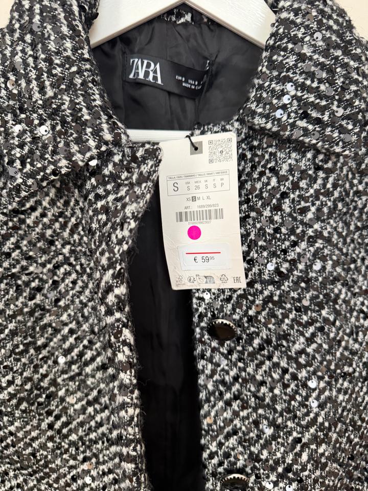 ZARA твидовый жакет с пайетками