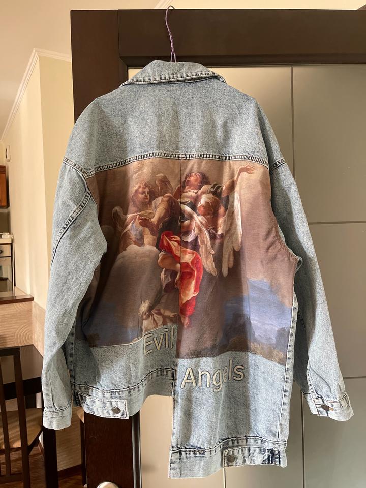 vintage inspired Джинсовка с принтом асимметричная
