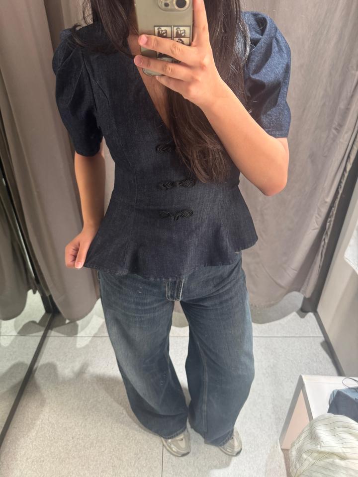 Zara Джинсовый топ в азиатском стиле