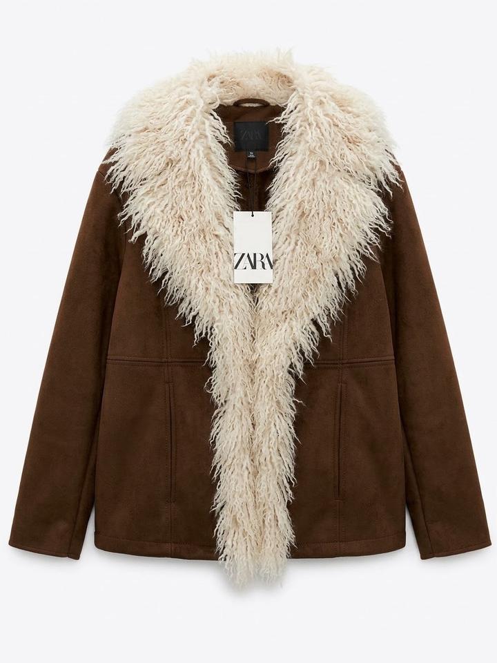 Дубленка ZARA с меховой отделкой