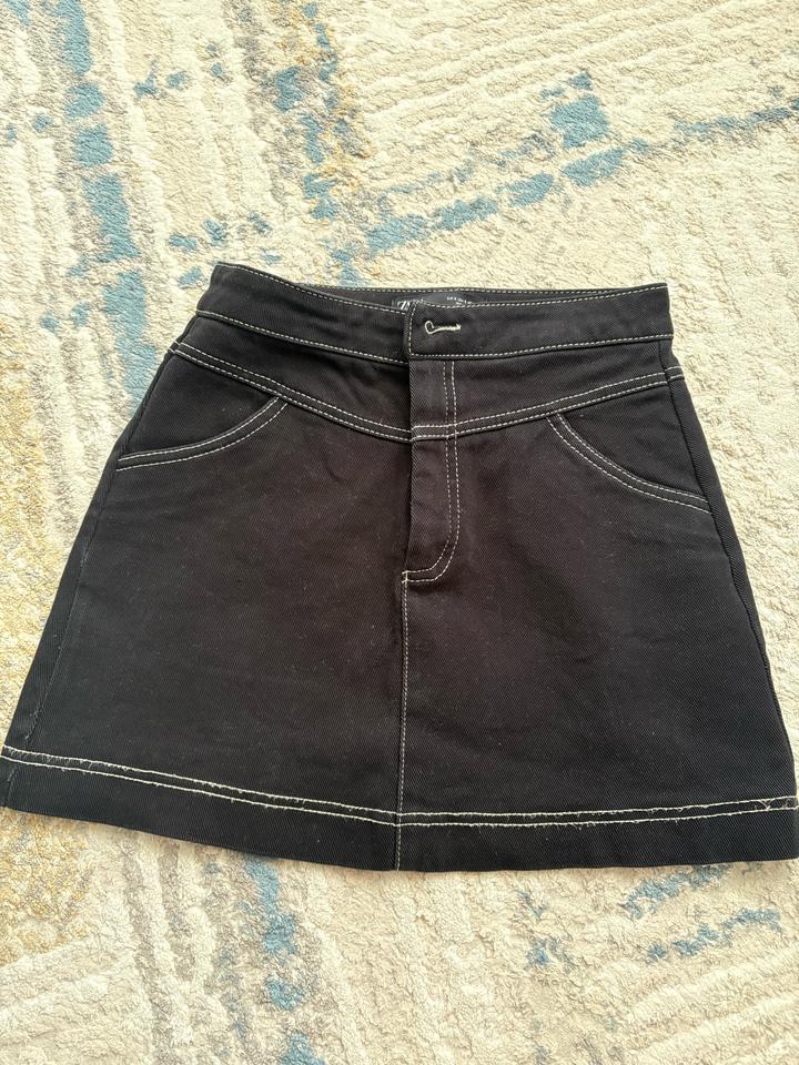 Джинсовая черная юбка ZARA