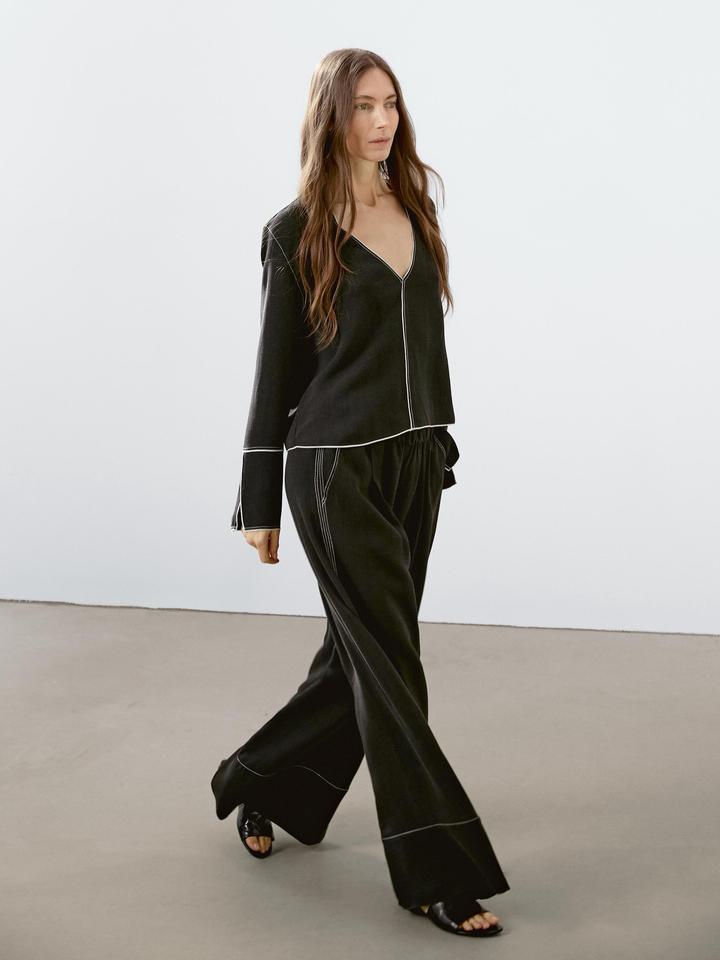 Massimo Dutti Женский костюм с контрастной строчкой