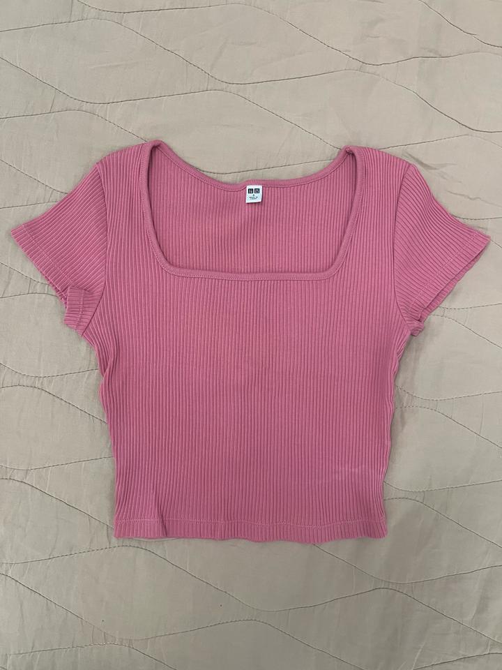 UNI GLO Розовый кроп-топ Uniqlo