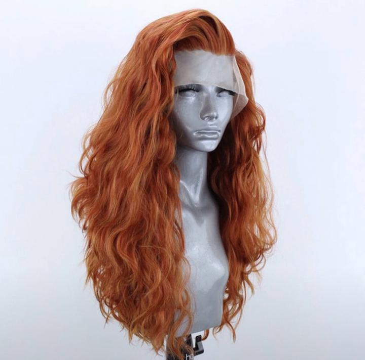 Парик длинный волнистый рыжий lace front