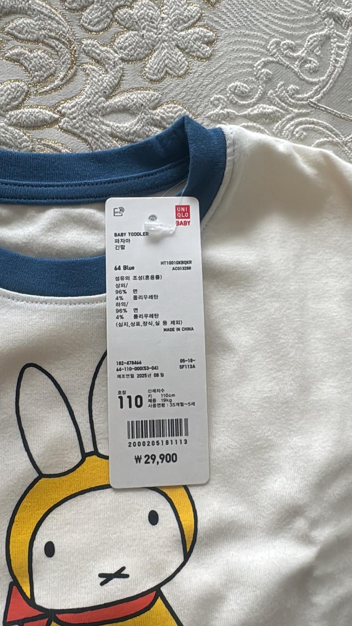 Пижама детская UNIQLO с принтом Miffy