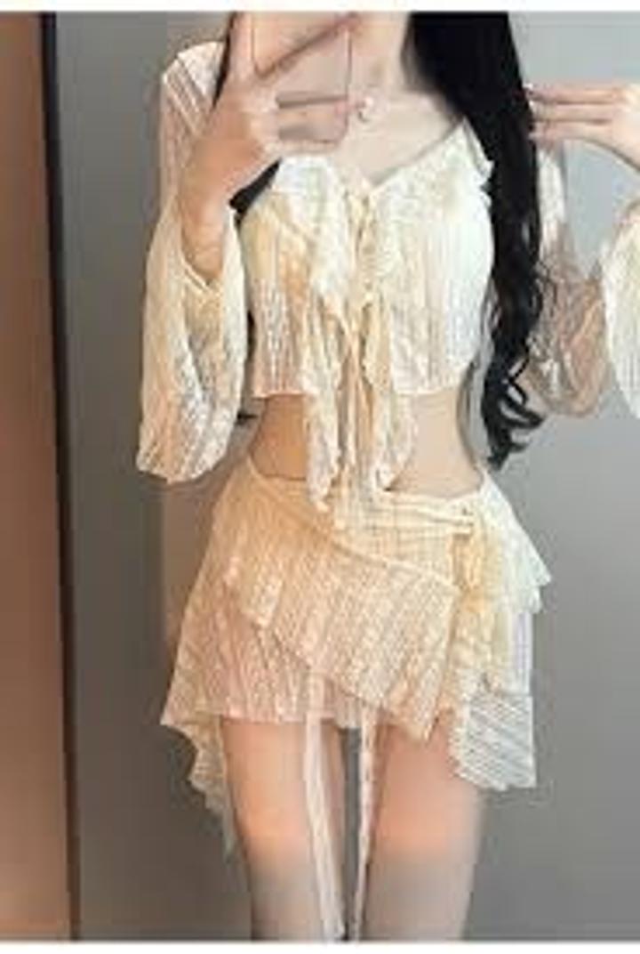 Кружевной костюм купальник 4х комплект