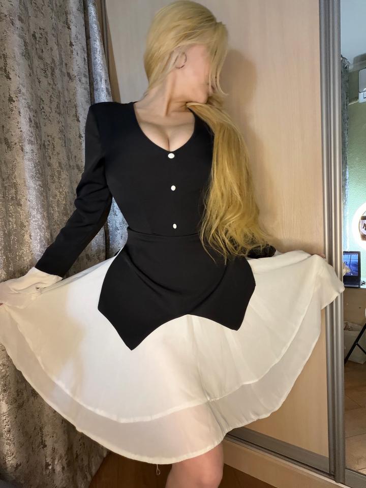 Платье черно-белое
