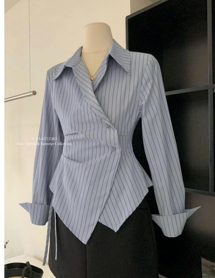 Acne Studios Блуза Y JIA STUDIO в полоску на запах