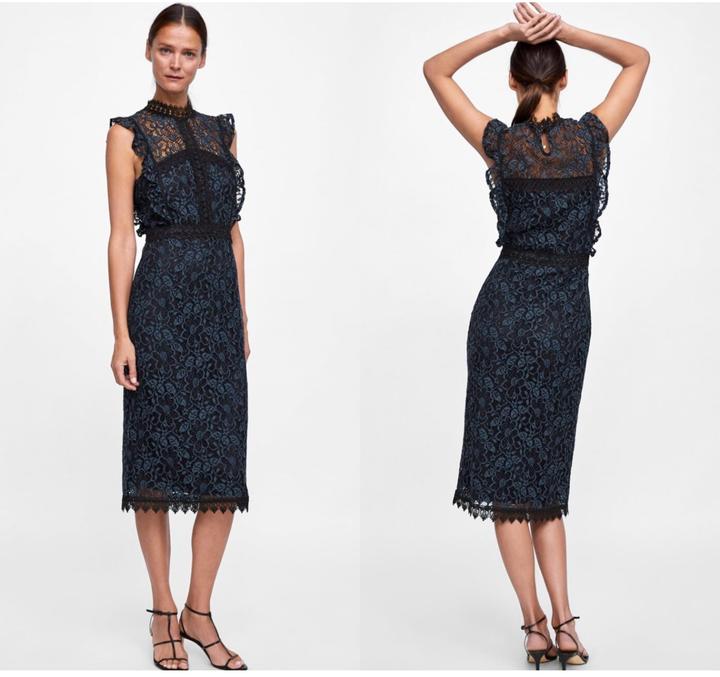 Платье ZARA BASIC кружевное миди