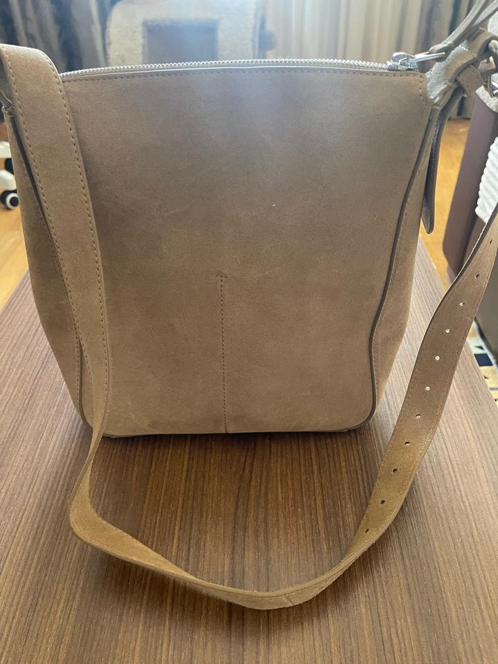 Сумка через плечо, замша, Massimo Dutti