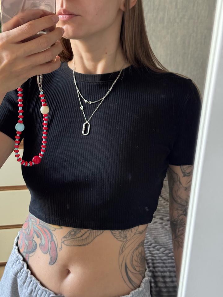Укороченный топ Zara в рубчик