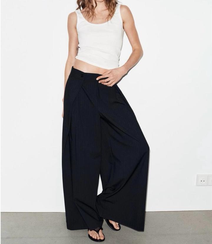 Широкие брюки в полоску ZARA