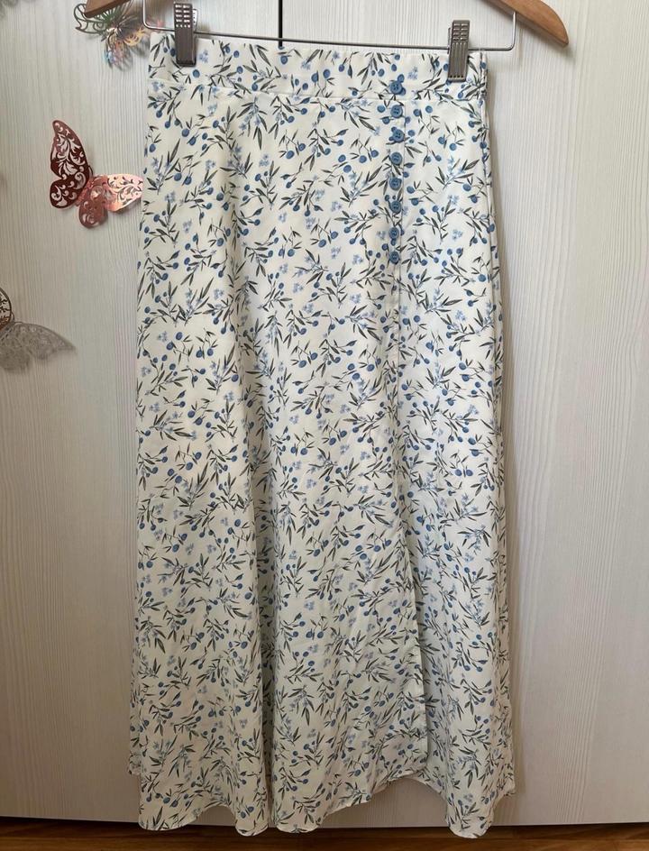 Zara Юбка миди с цветочным принтом и разрезом