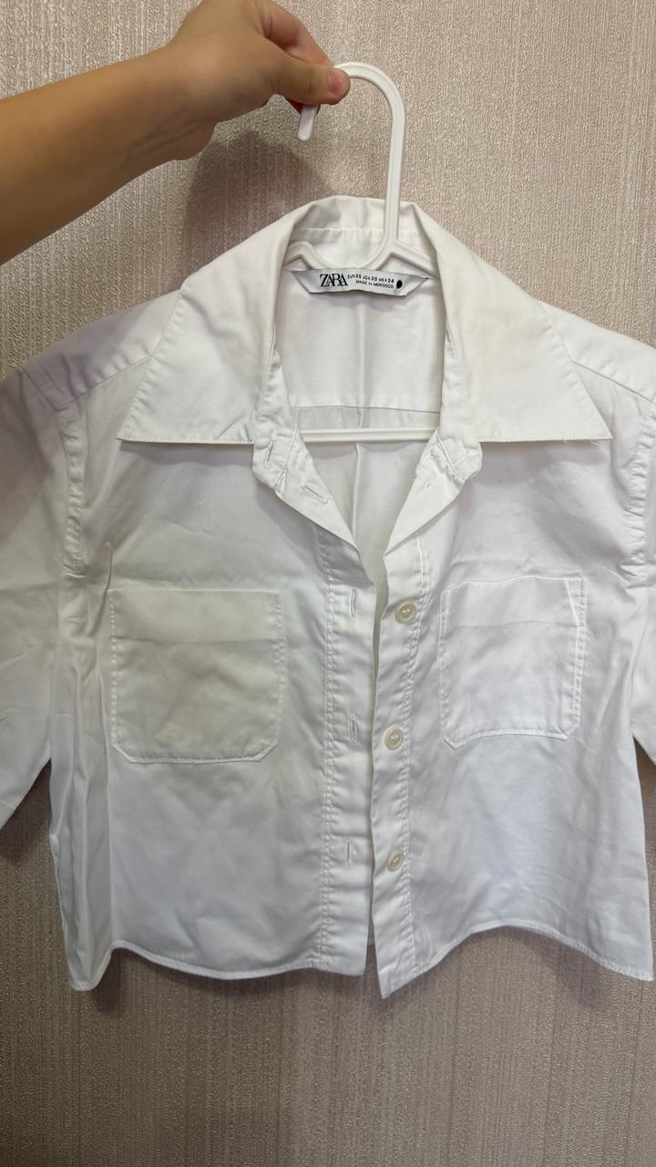 Рубашка Zara белая с коротким рукавом XS