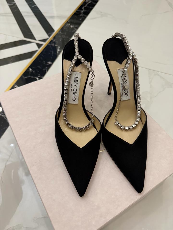 Туфли Jimmy Choo Saeda 100 с кристаллами из замши