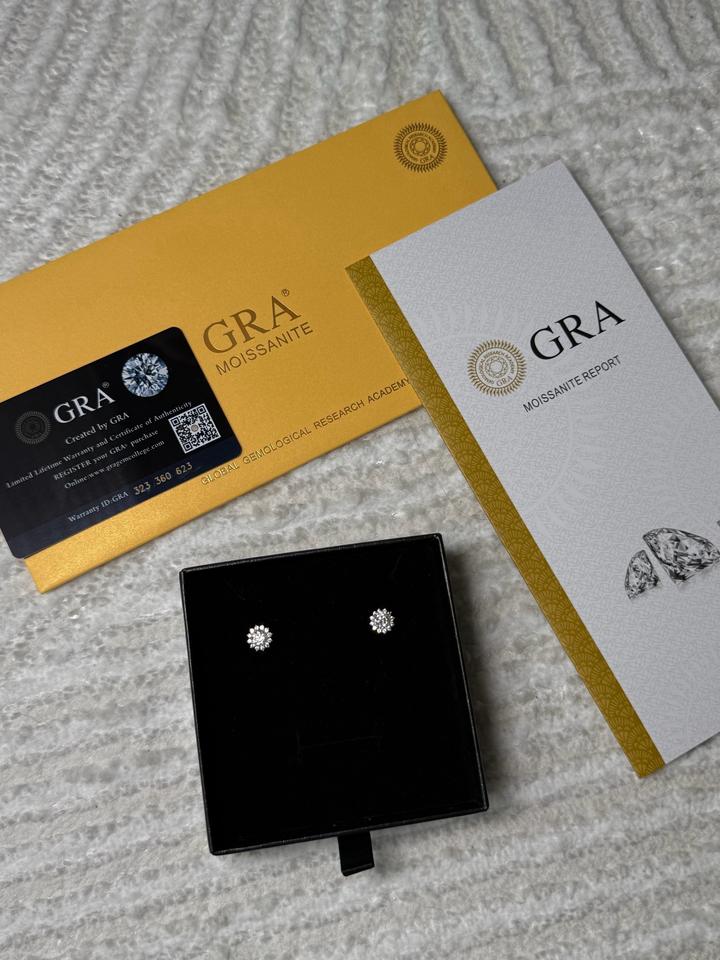 GRA Moissanite Report Серьги | Пусеты Floral