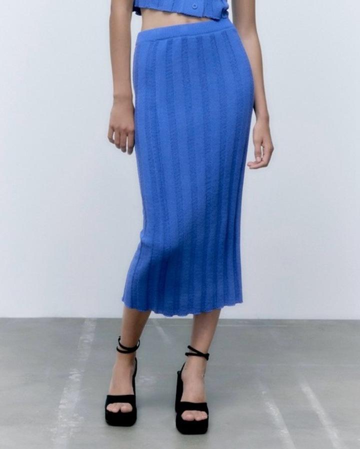 Zara Юбка миди в рубчик S