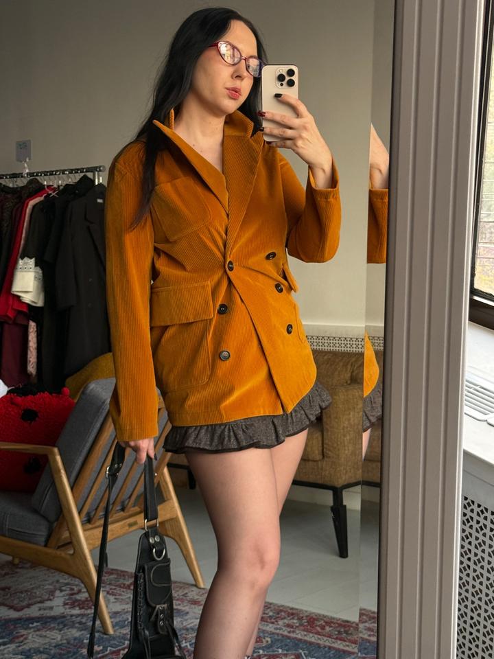 SHEIN Вельветовый двубортный жакет