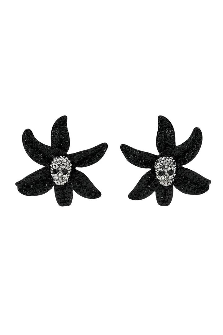 Zara Серьги цветок и череп