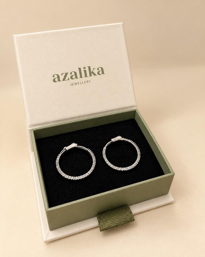 Серебряные серьги-кольца Azalika с фианитами, 3 см