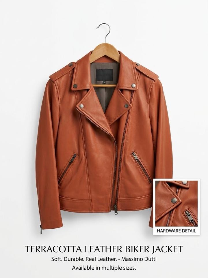 Кожаная косуха Massimo Dutti