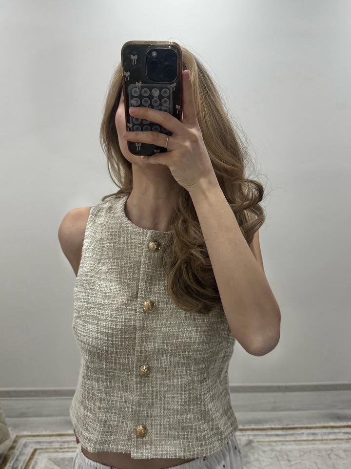 H&M Твидовый топ на пуговицах