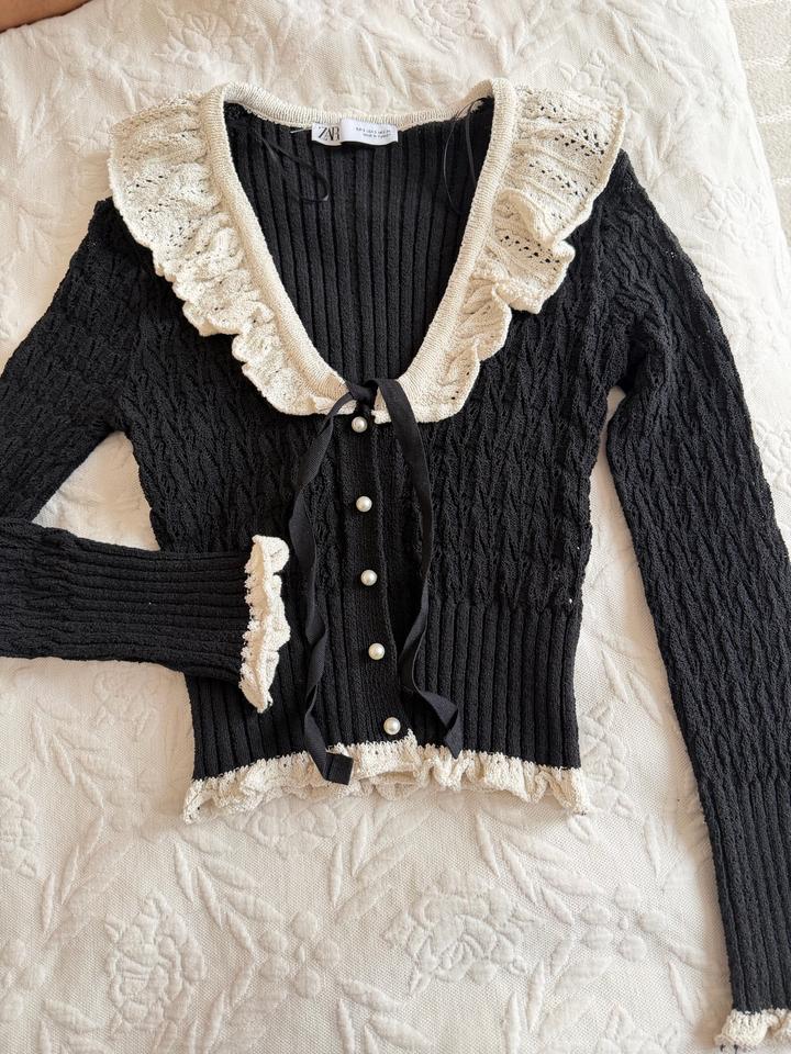 ZARA кардиган с воротником и рюшами