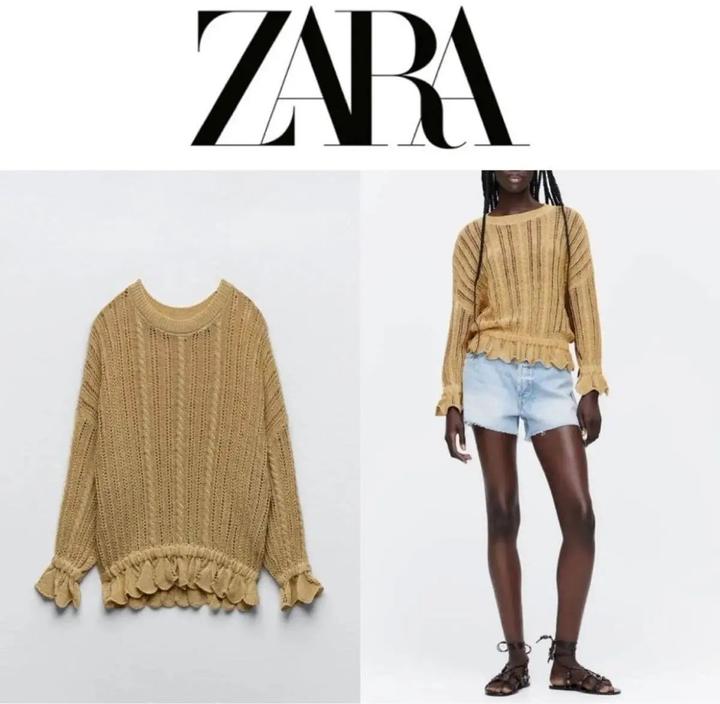 ZARA джемпер ажурный вязаный с воланами