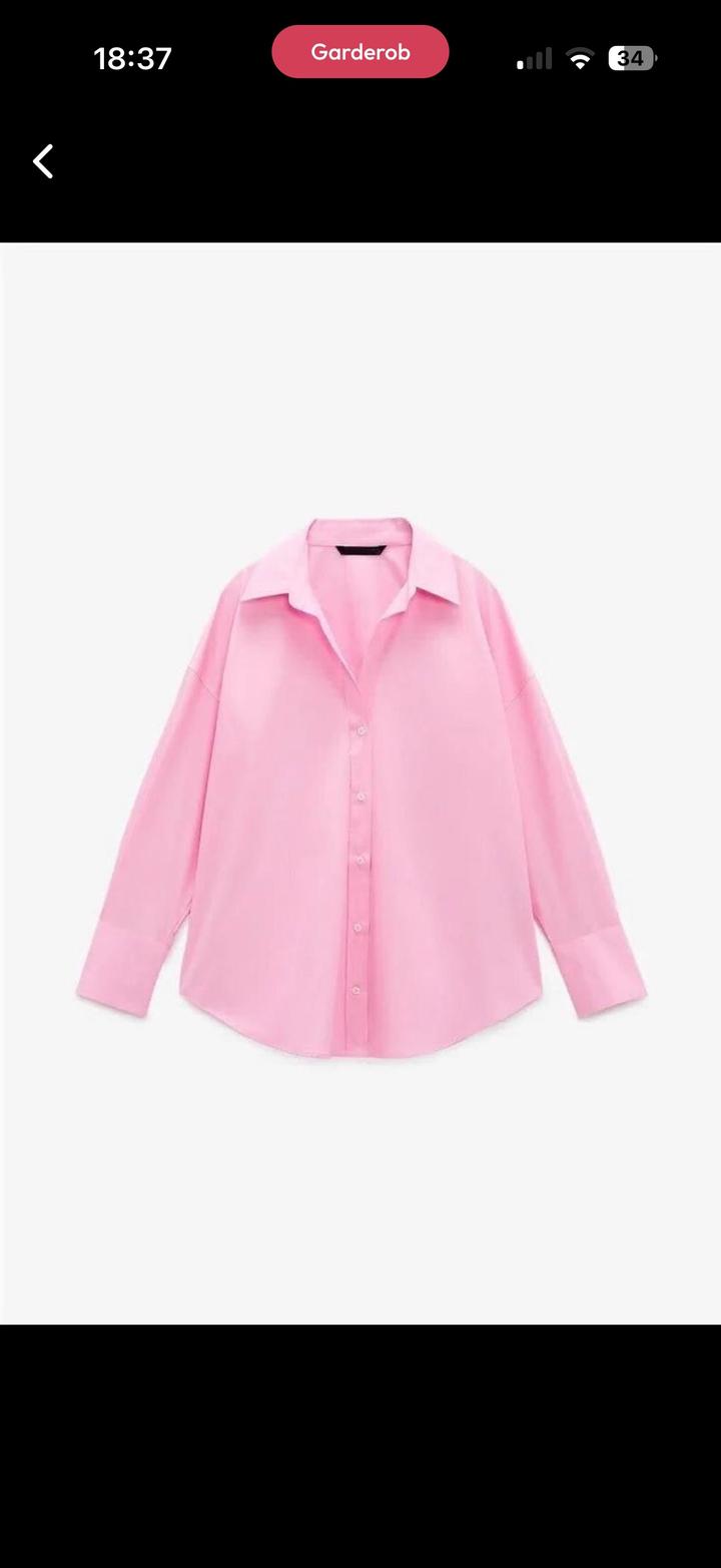 Рубашка ZARA. Размер S. Розовый оттенок, оверсайз стиль.