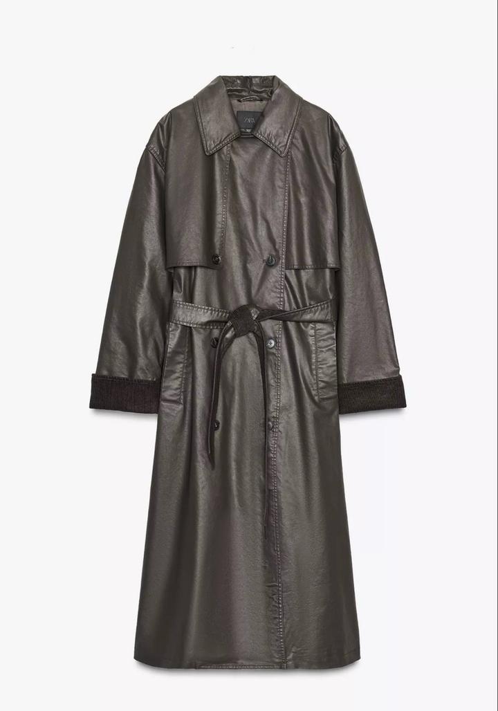 Zara Тренч оверсайз вощеный с вельветовыми вставками