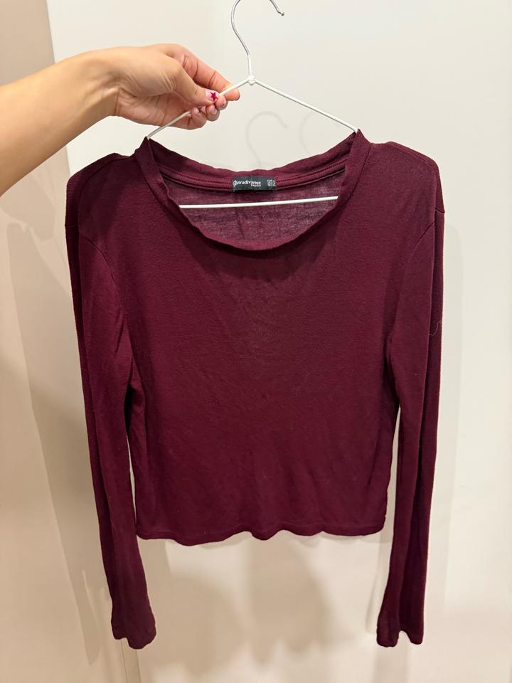Лонгслив Stradivarius бордовый