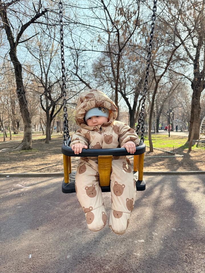Baby Go Утепленный комбинезон для малышей с принтом мишек