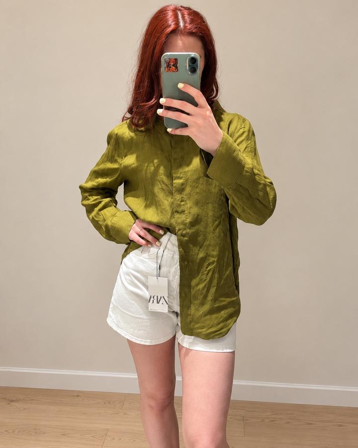 Белые джинсовые шорты Zara с высокой посадкой, XS