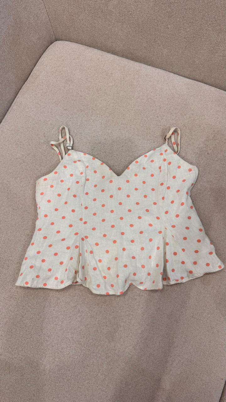 Топ ZARA с баской в горошек