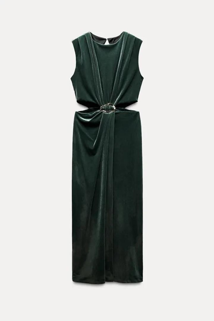 Zara Бархатное вечернее платье с пряжкой