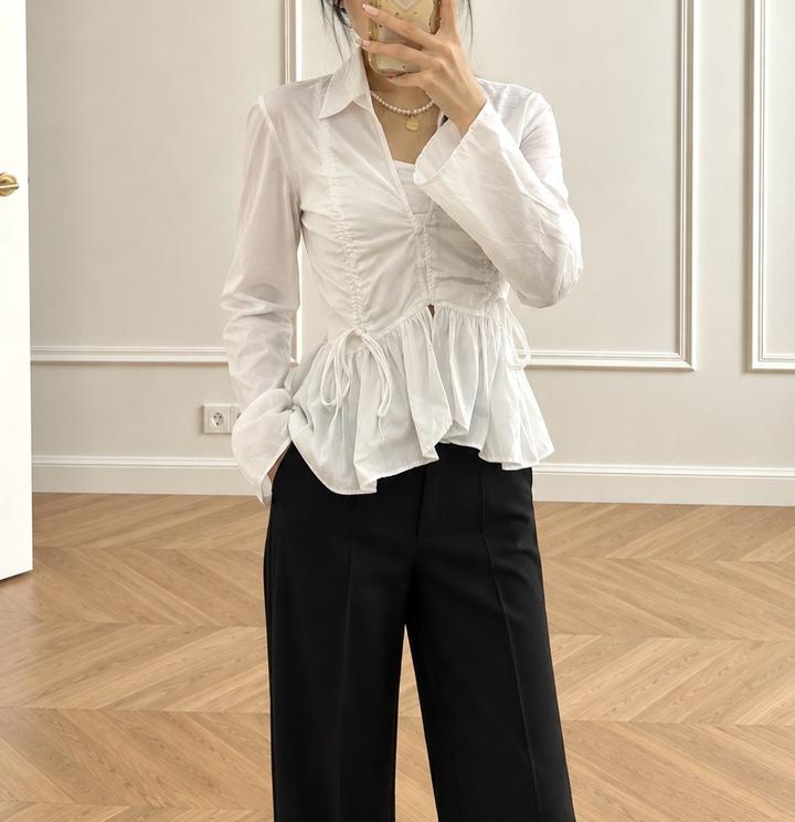 Stradivarius Блуза с завязками и баской