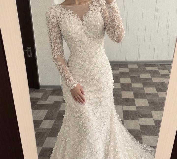 !it jeans Свадебное платье с длинным рукавом и шлейфом