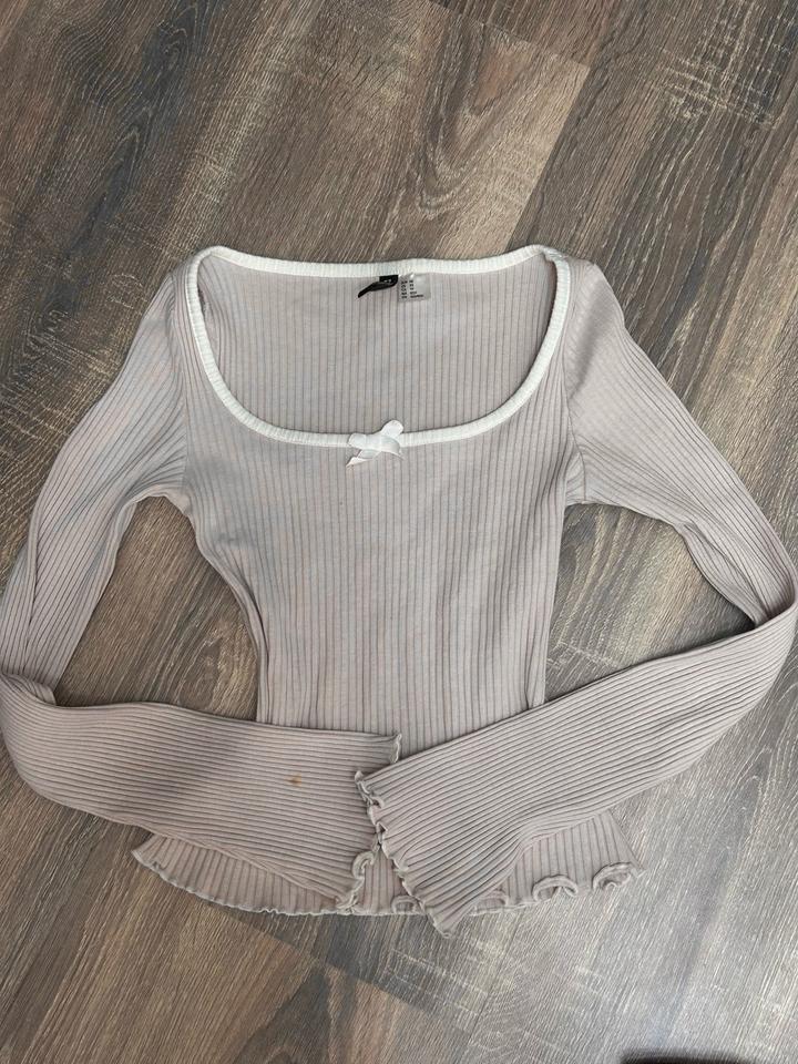 Топ H&M с длинным рукавом в рубчик
