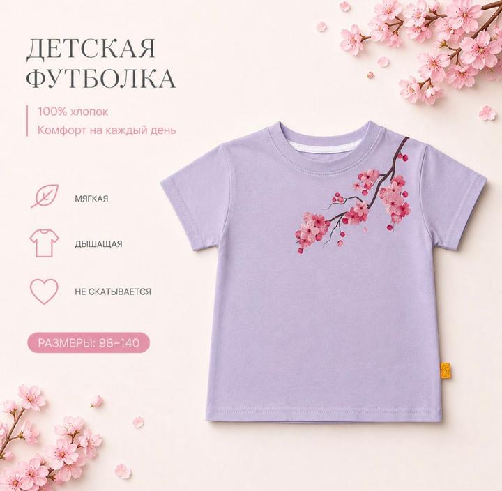 Детская футболка с принтом сакуры